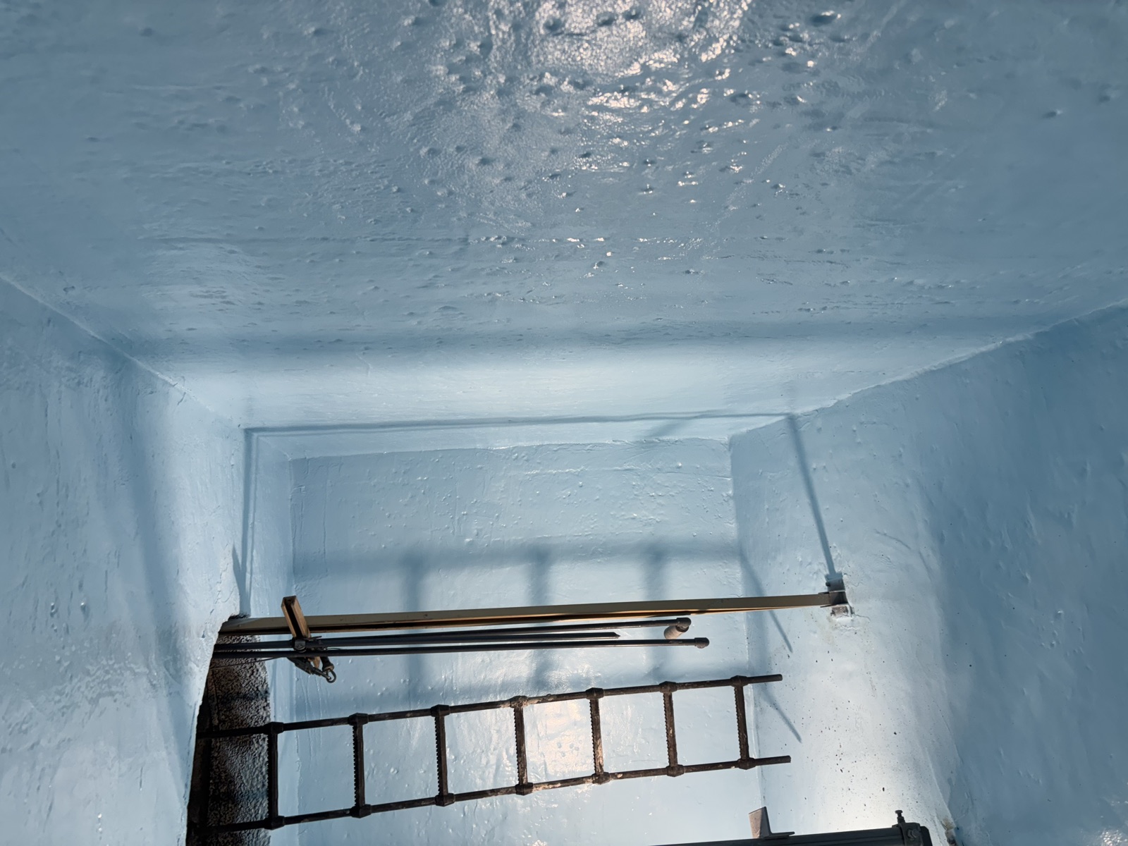 Coated concrete structure with access ladder